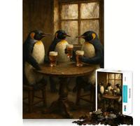 Puzzle de 1000 pièces représentant des Pingouins Buvant de la bière dans Un pub, idéal pour Les Adolescents, pour stimuler Leur mémoire, se divertir à la Maison et Offrir Un Joli Cadeau (50x75cm)
