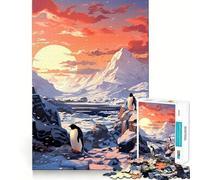 Puzzle de 1000 pièces représentant des Pingouins dans Un Paysage de Montagne enneigée, idéal pour Les Adolescents Développe la mémoire, Passe-Temps Facile et décoration Murale (50x75cm)