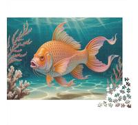 Puzzle de 1000 pièces représentant des Poissons colorés sous l'eau, avec des carpes koï Orange Vif, Jeu éducatif pour Adultes, décoration intérieure, idéal pour Un Anniversaire, 38 x 26 cm