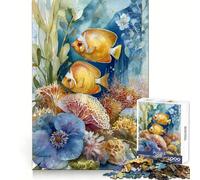 Puzzle de 1000 pièces représentant des Poissons et des récifs coralliens à l'aquarelle, idéal pour Adultes Stimulation cérébrale, détente et Assemblage Solide, Cadeau Parfait (38x52cm)