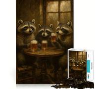 Puzzle de 1000 pièces représentant des ratons laveurs Buvant de la bière Une Table idéal pour Les Adolescents Jeu de Puzzle Stimulant la réflexion Partager en Groupe Cadeau Classique Assembler