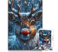 Puzzle de 1000 pièces représentant des Rennes en Hiver, idéal pour Noël, Difficile et Original, Cadeau d'anniversaire pour Les Enfants de 14 Ans et Plus (Dimensions 38x52cm)