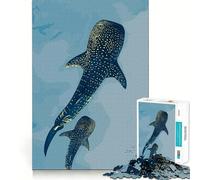 Puzzle de 1000 pièces représentant des Requins-Baleines dans l'eau Bleue Jeu de mémorisation mentale de Haute précision Activité Manuelle Interactive Défi cérébral pour la Maison (50x75cm)