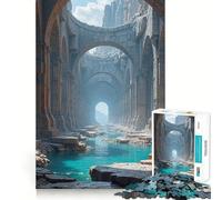 Puzzle de 1000 pièces représentant des ruines Antiques et Un Cours d'eau Turquoise Jeu de mémoire Amusant pour Adultes,découpe Experte,activité relaxante à Faire en Groupe à l'intérieur (38x52cm)