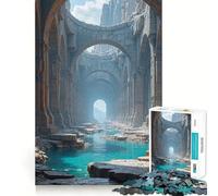 Puzzle de 1000 pièces représentant des ruines Antiques et Un Cours d'eau Turquoise Jeu de réflexion Amusant et Stimulant Pièces Parfaitement emboîtables Cadeau d'anniversaire Casse-tête (38x26cm)