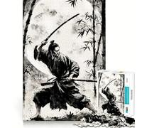 Puzzle de 1000 pièces représentant des samouraïs en Sumi-e, idéal pour Adultes Jeu de réflexion Anti-anxiété, pièce de Collection aux découpes soignées (38x26cm)