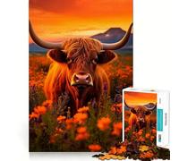 Puzzle de 1000 pièces représentant des Vaches des Highlands écossaises, idéal pour Les Adolescents, Un Jeu intellectuel Stimulant à Partager en Famille, Un Cadeau Unique et de qualité (38x26cm)