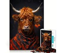 Puzzle de 1000 pièces représentant des Vaches des Highlands écossaises, pour Adultes, Jeu de logique et de détente, Bords Lisses, Cadeau saisonnier (38x52cm)