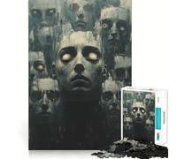 Puzzle de 1000 pièces représentant des Visages surréalistes dans Un Tableau Sombre, idéal pour Adultes Jeu de réflexion Stimulant et apaisant Collection d'œuvres d'art aux Contours Nets 38x26cm