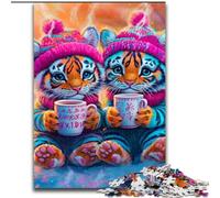Puzzle de 1000 pièces représentant Deux bébés Tigres pour Adultes, à partir de 14 Ans, idéal pour décorer Un Mur, Un Anniversaire ou comme Cadeau Unique (50x75cm)