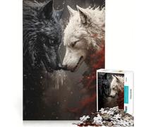Puzzle de 1000 pièces représentant Deux Loups Qui se Battent décoration Murale défi à relever renforce Les Liens Amoureux 38x52cm