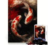 Puzzle de 1000 pièces représentant Deux Poissons Koi dans Un Symbole Yin Yang, idéal pour Les Adolescents Exercice cérébral apaisant, Moment de détente, découpe de précision, Cadeau Festif (50x75cm)