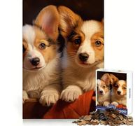 Puzzle de 1000 pièces représentant Deux Welsh Corgis Pembroke, idéal pour Adultes Stimule la mémoire et Offre Un Divertissement ludique Bords Nets Cadeau Original (50x75cm)