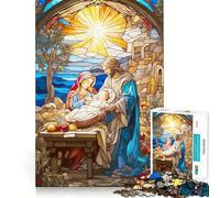 Puzzle de 1000 pièces représentant Jésus en vitrail, idéal pour Les Adolescents Jeu de logique, Passe-Temps Calme, découpe précise, Cadeau raffiné 50x75cm