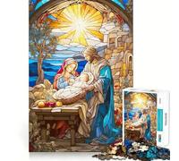 Puzzle de 1000 pièces représentant Jésus en vitrail, idéal pour Les Adolescents Jeu de logique Robuste, Anti-Stress, Bords Transparents, Cadeau Classique 38x52cm