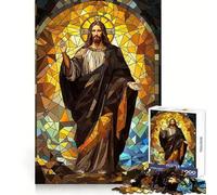 Puzzle de 1000 pièces représentant Jésus en vitrail, idéal pour Les Adolescents Jeu de réflexion et de Partage, Bords précis, Cadeau du Père Noël 38x52cm
