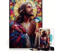 Puzzle de 1000 pièces représentant Jésus en vitrail, pour Adultes, Jeu de réflexion Amusant et décontracté, découpe de précision, Cadeau Artistique 38x52cm