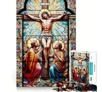 Puzzle de 1000 pièces représentant Jésus en vitrail pour Adultes Jeu d'exercice Mental et de Relaxation pour Les vœux du Père Noël 38x26cm