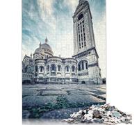 Puzzle de 1000 pièces représentant la basilique du Sacré-Cœur (Affiche), en Carton, pour Adultes. Puzzle Anti-Stress captivant. Dimensions : 38 x 26 cm.