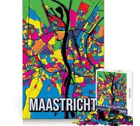 Puzzle de 1000 pièces représentant la Carte de la Ville de Maastricht,aux Pays-Bas,en Style Pop Art Idéal pour Les Adolescents,ce Puzzle stimule la réflexion et Offre Un Cadeau Parfait (50x75cm)