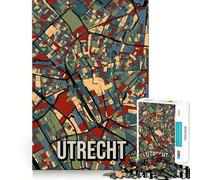 Puzzle de 1000 pièces représentant la Carte de la Ville d'Utrecht, aux Pays-Bas Assemblage Parfait Jeu Stimulant pour Le Cerveau et Les Moments de détente Décoration Murale de Noël (38x26cm)