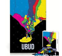 Puzzle de 1000 pièces représentant la Carte d'Ubud à Bali avec Art de Rue idéal pour Adultes et Adolescents Stimule l'esprit soulage Le Stress et Offre Amusant et sécurisé grâce de Fermeture sécurisé