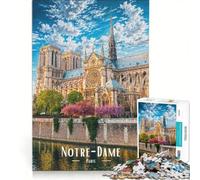 Puzzle de 1000 pièces représentant la cathédrale Notre-Dame de Paris Jeu de réflexion entraînez Votre Cerveau et Vos Mains idéal pour la décoration de Bureau 50x75cm