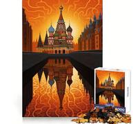 Puzzle de 1000 pièces représentant la cathédrale Saint-Basile de Moscou, idéal pour Les Adolescents, pour développer Leur mémoire et Jouer à l'intérieur Découpe Fine, Motif Vœux du Père Noël 50x75cm
