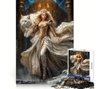 Puzzle de 1000 pièces représentant la déesse Freya et Le Chat Blanc, idéal pour Les Adolescents Jeu de réflexion et de qualité, Cadeau élégant pour Toute la Famille (38x52cm)