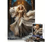 Puzzle de 1000 pièces représentant la déesse Freya et Son Chat Blanc, idéal pour Les Adolescents Jeu de logique Clair, Relaxant et Lumineux Découpe Parfaite (50x75cm)