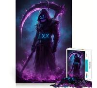 Puzzle de 1000 pièces représentant la Faucheuse néon avec sa Faux, idéal pour Les Adolescents Jeu de logique, Divertissement Occasionnel, découpe de précision, Cadeau Original (38x26cm)