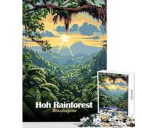 Puzzle de 1000 pièces représentant la forêt Tropicale de HOH dans l'État de Washington Jeu éducatif et décoratif idéal pour décorer Un Mur avec Poster Assorti et fiche d'informations (38x26cm)
