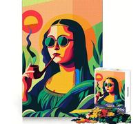 Puzzle de 1000 pièces représentant la Joconde fumant la Pipe, idéal pour Les Adolescents Facile à Assembler et à découper, Parfait comme Cadeau de Noël (38x52cm)