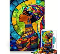 Puzzle de 1000 pièces représentant la Reine égyptienne en vitrail, idéal pour Adultes Un Jeu Stimulant et Amusant, Silencieux et précis, Parfait pour décorer Un Mur 50x75cm