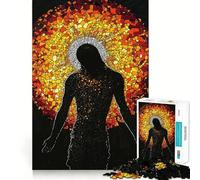 Puzzle de 1000 pièces représentant la Silhouette de Jésus en vitrail pour Adultes, Un Jouet Intelligent et ludique pour renforcer Les Liens familiaux, avec des Bords Lisses 38x52cm
