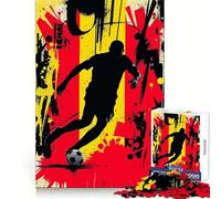 Puzzle de 1000 pièces représentant la Silhouette d'un Joueur de Football Belge,idéal pour Les Adolescents Développez Votre mémoire,détendez-Vous et Profitez de Moments de Plaisir Finitions nettes