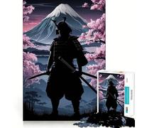 Puzzle de 1000 pièces représentant la Silhouette d'un samouraï avec Le Mont Fuji en arrière-Plan idéal pour Les Adolescents Stimule la mémoire se détend et s'amuse Un Cadeau et de qualité