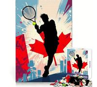 Puzzle de 1000 pièces représentant la Silhouette d'une joueuse de Tennis canadienne Adolescente Stratégie,réflexion,détente,Ajustement précis Cadeau Festif (50x75cm)