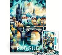 Puzzle de 1000 pièces représentant la Silhouette géométrique de Prague, idéal pour Les Adolescents Un Jeu de logique Stimulant pour se détendre et créer Une Surprise d'anniversaire 38x52cm
