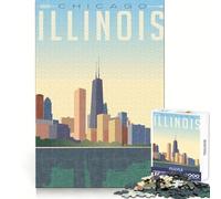 Puzzle de 1000 pièces représentant la Skyline de Chicago,idéal pour Les Adolescents développe la logique,apaise et Offre Un Cadeau Original et touchant (38x26cm)