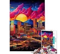 Puzzle de 1000 pièces représentant la Skyline de Denver Jeu de réflexion pour Adultes Cadeau Amusant pour Toute la Famille et Les Amis (38x26cm)