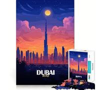 Puzzle de 1000 pièces représentant la Skyline de Dubaï au Coucher du Soleil,Un Jeu de Puzzle sans Couture Qui stimule l'esprit et Offre Un Divertissement paisible et pour ou comme Passe-Temps