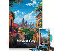 Puzzle de 1000 pièces représentant la Skyline de Mexico Jeu d'assemblage Facile,Cadeau Intelligent et Relaxant,décoration de Noël (38x52cm)