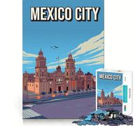 Puzzle de 1000 pièces représentant la Skyline de Mexico,Un défi intellectuel Stimulant pour Un Moment de Calme et de Divertissement,Une œuvre d'art de Noël (38x52cm)