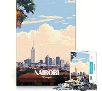 Puzzle de 1000 pièces représentant la Skyline de Nairobi,découpé avec précision,Un Jeu cognitif et Amusant pour se détendre et Passer Un Bon Moment,sur Le thème de Noël (50x75cm)