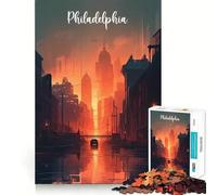 Puzzle de 1000 pièces représentant la Skyline de Philadelphie, idéal pour Les Adolescents améliore la mémoire, détend l'esprit et Offre Un Cadeau créatif aux Bords Nets (50x75cm)