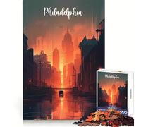 Puzzle de 1000 pièces représentant la Skyline de Philadelphie, idéal pour Les Adolescents améliore la mémoire, détend l'esprit et Offre Un Cadeau créatif aux Bords Nets (50x75cm)