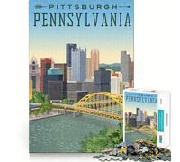 Puzzle de 1000 pièces représentant la Skyline de Pittsburgh,découpé avec précision,Un Jeu cognitif et Amusant pour se détendre et Passer Un Bon Moment,sur Le thème de Noël (50x75cm)