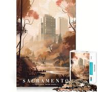 Puzzle de 1000 pièces représentant la Skyline de Sacramento pour Adultes Un Cadeau créatif, idéal pour développer sa mémoire et se détendre (38x26cm)