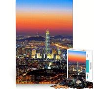 Puzzle de 1000 pièces représentant la Skyline de Séoul au crépuscule, idéal pour Les Adolescents Renforce la mémoire, Passe-Temps apaisant et de qualité Cadeau Festif (38x52cm)